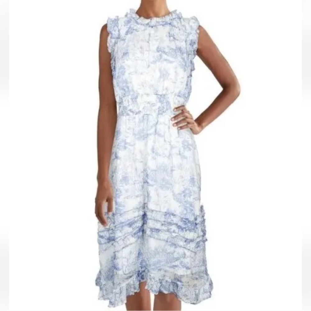 BTFL Life Dress Feminine Cottage Summer Sheer Chiffon Midi Lined M/L NWT